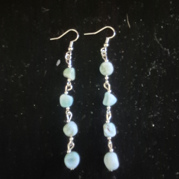 Unbranded Jewelry - Larimar And Stainless Steel Dangle Earrings